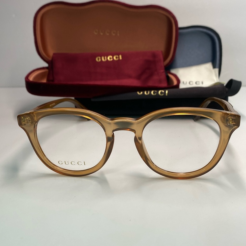 New Authentic Gucci™ - GG0937O 003 Orange Transparent Eyeglasses